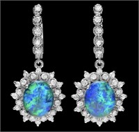 AIGL 6.65 Cts Natural Opal Diamond Earrings