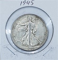 1945 U.S. Silver Walking Liberty Half Dollar