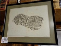4 Pieces of Framed Car & Tractor Art