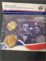 Presidential and first lady coin set Lincoln