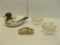 Porcelain Duck and Spring Valley Ashtray