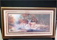 Home Interiors Deer Print - Matted & Framed