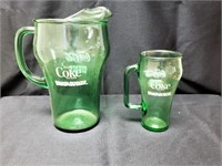 Green Coca-Cola Whataburger Cowboy Pitcher & Glass