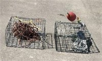 (2) 12×24" Crab Pots with Rope. Pot on R side is