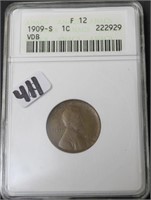 1909-S VDB LINCOLN PENNY - ANAX GRADED F-12