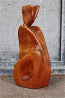 American school abstract carved wood sculpture of