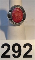 .925 w / rhodochrosite ring sz. 7 - 10.8 grams