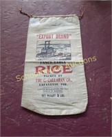 Vintage burlap rice bag