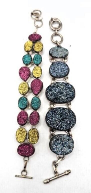 Sterling & Semi-Precious Druzy Stone Bracelets