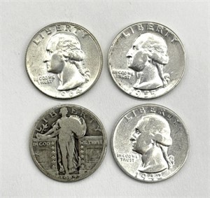 1927 Standing Liberty Quarter and 1942, 1955, and