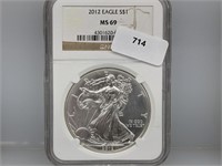 NGC 2012 MS69 1oz .999 Silver Eagle $1