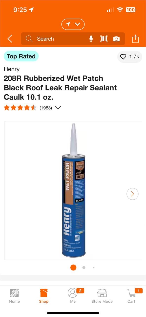 208R Rubberized Wet Patch Black Roof Leak