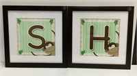 Framed Monkey and Letters children's room Prints