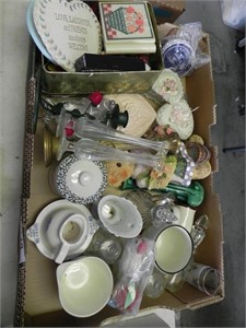 Box Lot - Plaques, Vases,  Trinket Boxes, Bear,
