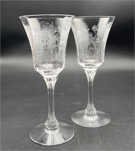 TWO (2) HEISEY MINUET PATTERN  WATER GOBLETS