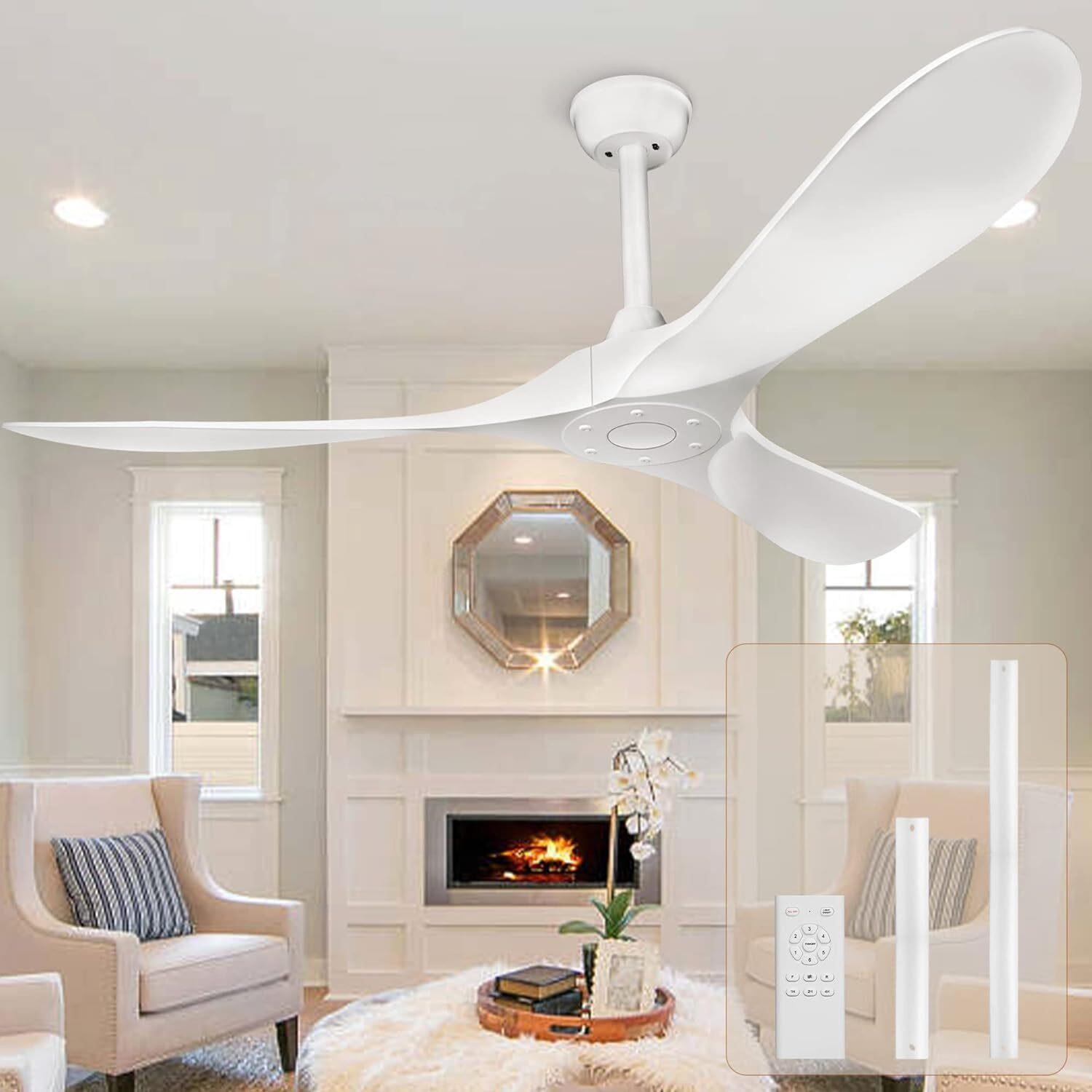 KASASS Ceiling Fan with Remote Control  52 White