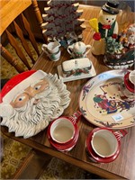 christmas décor, platters, etc