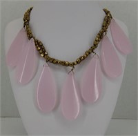 Chico's Pink Glass Tear Drop Necklace