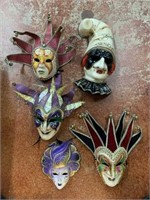5 Lot of Harlequin Masks Mardi Gras Theater Mask