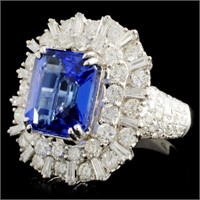 4.73ct Tanzanite & 2.57ctw Diamond Ring 18K Gold