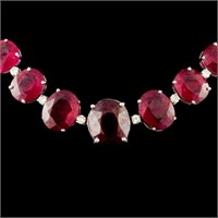 170ct Ruby & 3.70ctw Diam Necklace, 14K Gold