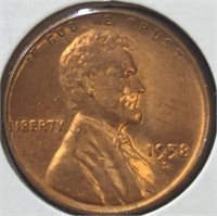 Uncirculated 1958 d. Lincoln wheat penny