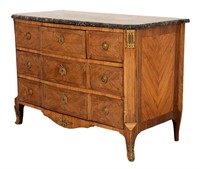 Louis XV Fossil Marble Kingwood Commode, 18th C.