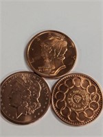 3 PC COPPER ROUNDS