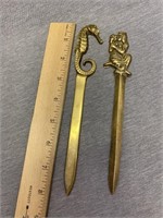 Solid Brass Letter Openers Seahorse, Woman