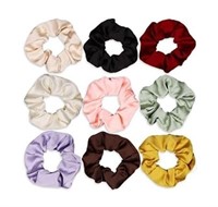 2 Pack- 9PCS Satin Scrunchies Hair Ties Silk Satin