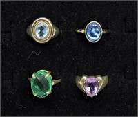 4 Sterling Gemstone Rings