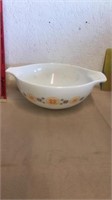 13” Pyrex bowl with orange and brown design