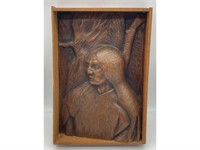 A Unique Wood Carving Of A Woman Signed Josue