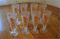Lot of (8) 1959 Libby Frosted Pilsner Glasses
