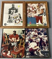 4 Washington Redskins Signed Photos; Monk etc