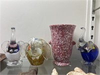 Art Glass Figurines with Vase