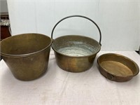 Brass and copper pots.