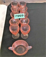 11 pcs Pink Depression Glass-Condition Issues