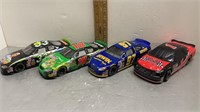 4PC NASCAR DIECAST CARS 1/24TH SCALE- 1 COIN BANK