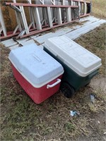TWO COOLERS RUBBERMAID AND A COLEMAN