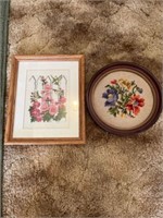 2 needle point pictures in frames