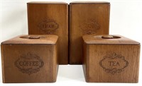 4pc Vintage Wood Canister Set