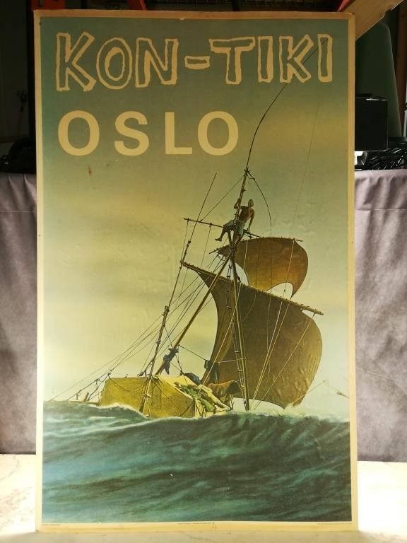 1970 Oslo travel Poster Pasted to Board