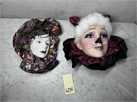2 Vintage Clay / Ceramic Art Face Mask