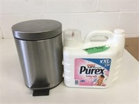 Garbage Can & 1/3 Jug Of Laundry Soap