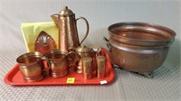 Copper Bucket, Copper Pitcher, Mugs, S&P Shakers,
