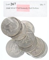 1968 Silver Clad Kennedy Half Dollars