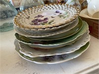 8 Antique Hand Decorated Plates