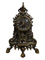 Antique European Brass Table Clock