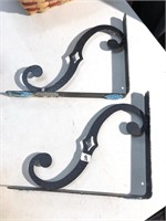Eight decorative metal shelf brackets 9” x 11”